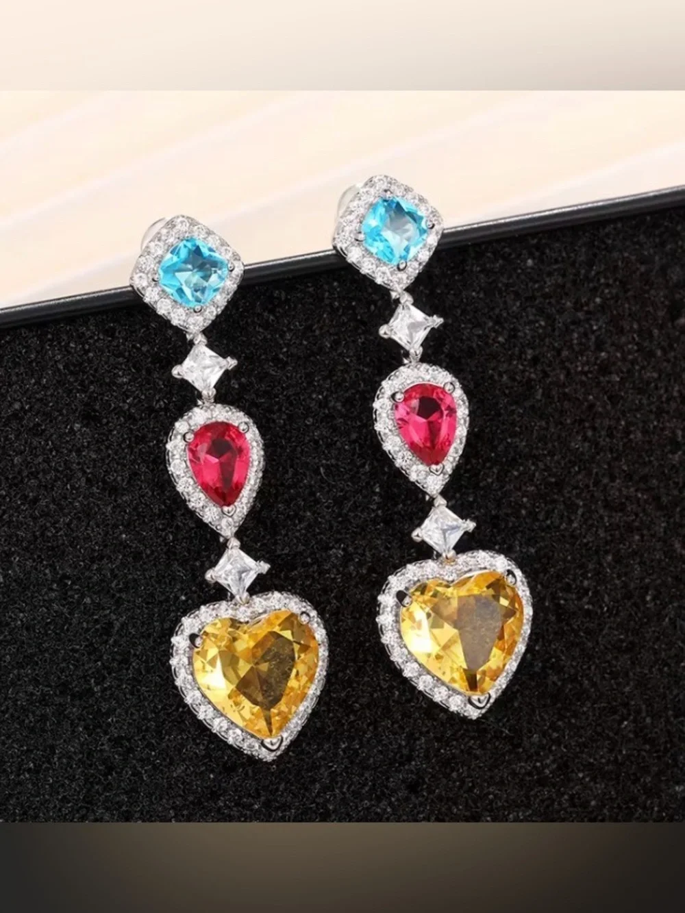 Multi-Color Gemstone Drop Earrings